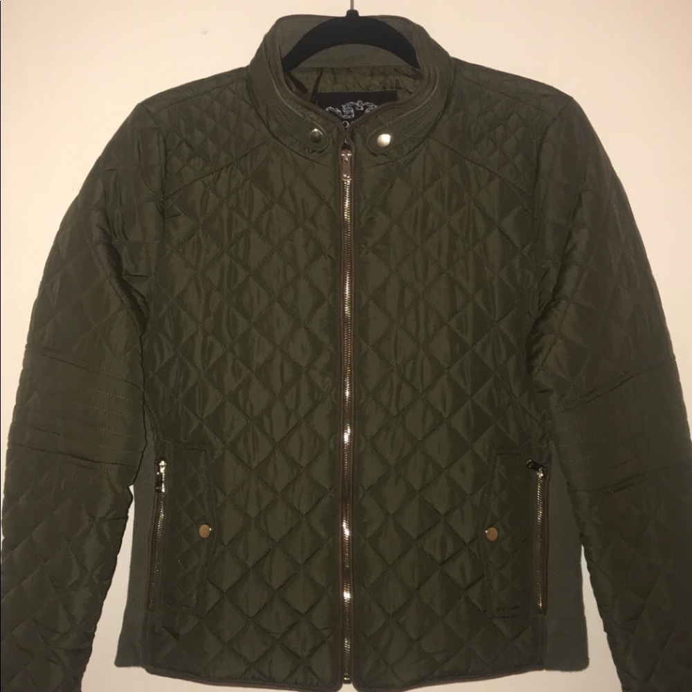 Fluffy navy green jacket